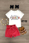 "Hello Pre-K - 6th Grade" Corduroy Short Set | Sparkle in Pink