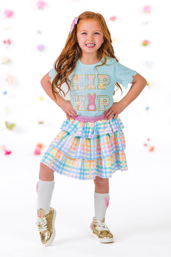 "Hip Hop" Rainbow Plaid Skirt Set | Sparkle in Pink
