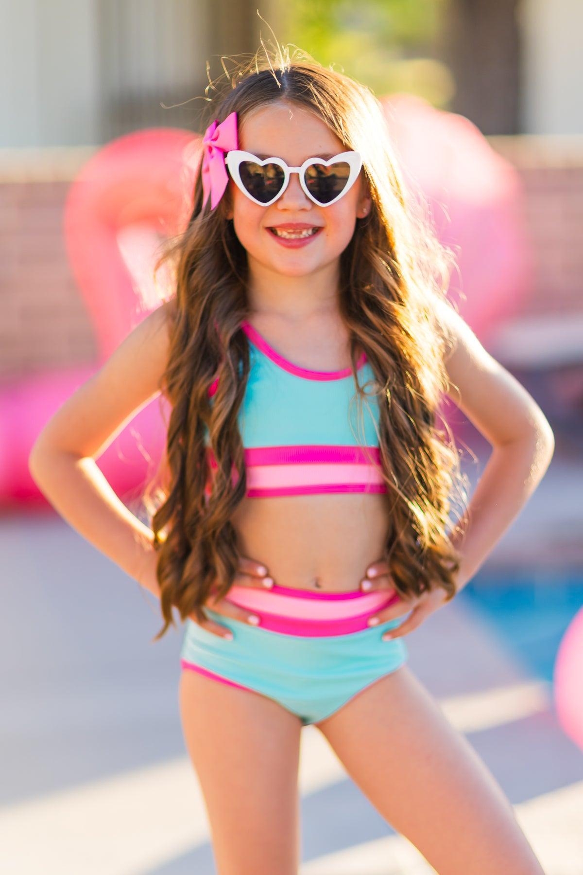 Mom & Me - Blue & Pink Stripe Bikini | Sparkle in Pink
