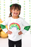 "Lucky" White Rainbow Legging Set | Sparkle in Pink