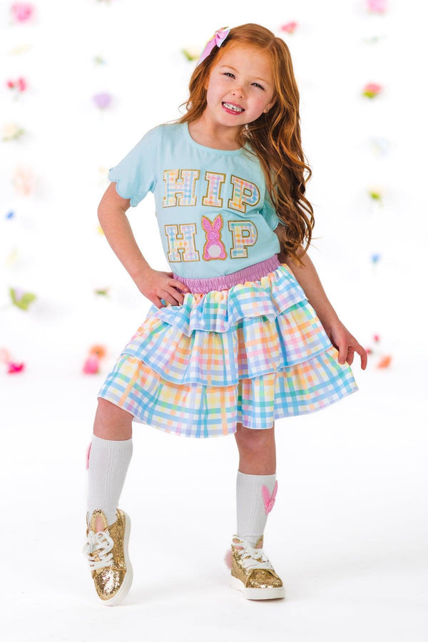 "Hip Hop" Rainbow Plaid Skirt Set | Sparkle in Pink