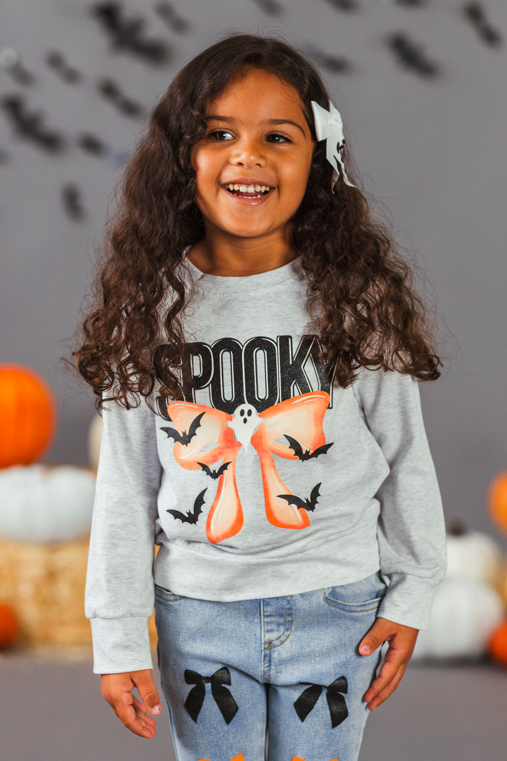 "Spooky" Bow Flare Denim Pant Set | Sparkle in Pink
