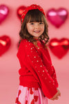 Red Pearl Sweater Hearts Skirt Set | Sparkle in Pink