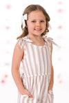 Tan Striped Romper | Sparkle in Pink