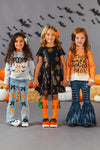 "Spooky" Bow Flare Denim Pant Set | Sparkle in Pink