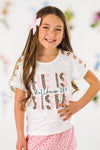 "He Is Risen" White & Pink Short Set | Sparkle in Pink