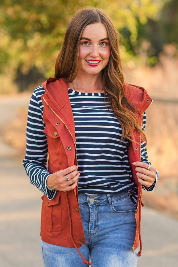 Mom & Me - Stripe Vest Set - Rust | Sparkle in Pink