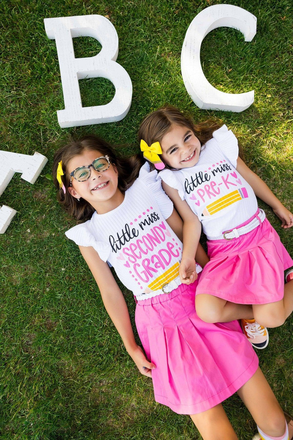 "Little Miss Pre-K - 5th Grade" Pink Skirt Set | Sparkle in Pink