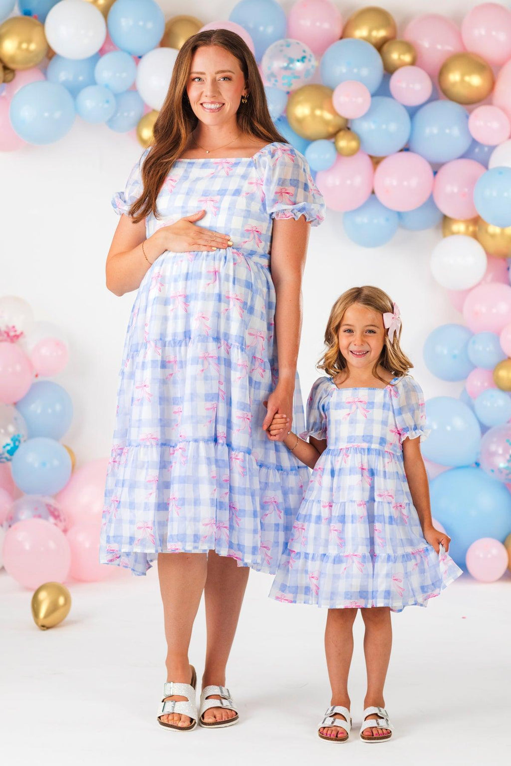 Mom & Me - Blue Gingham Bow Dress | Sparkle in Pink