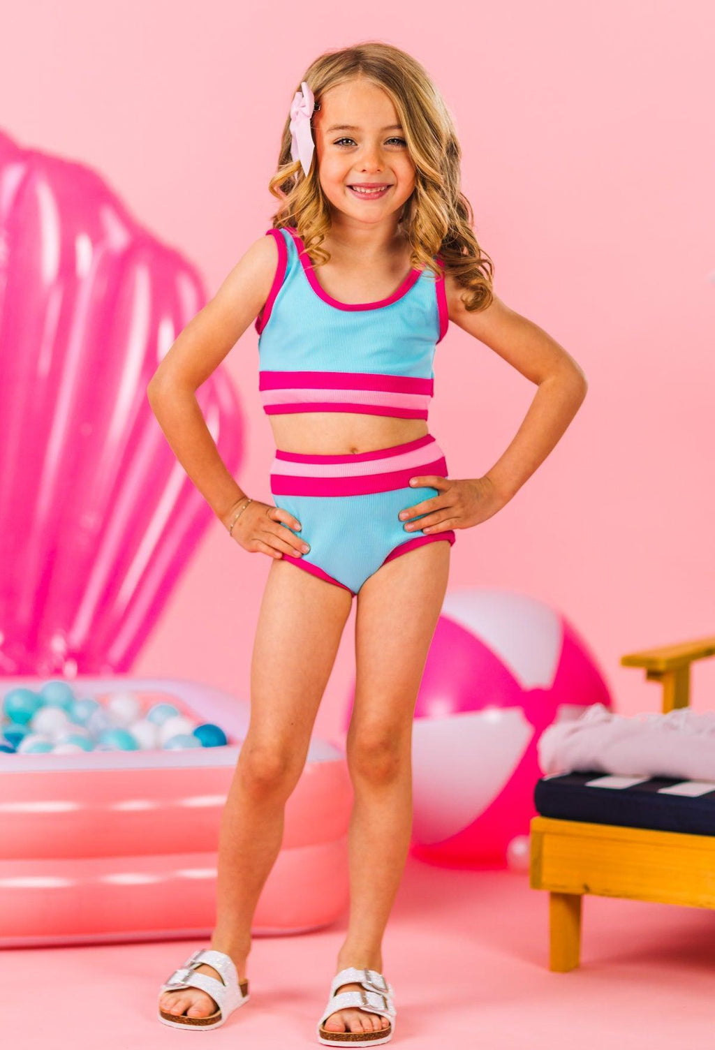 Mom & Me - Blue & Pink Stripe Bikini | Sparkle in Pink