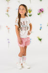 "He Is Risen" White & Pink Short Set | Sparkle in Pink