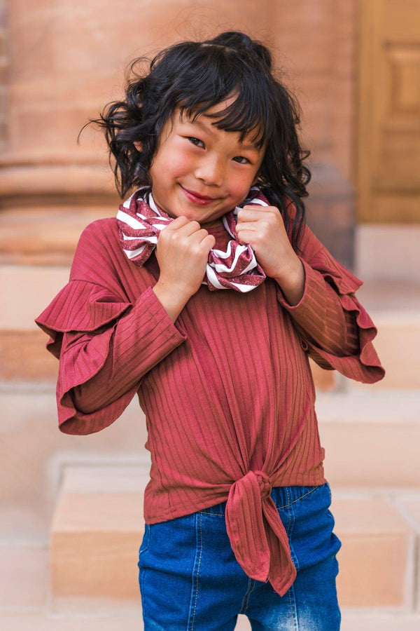 Scarf Denim Flare Set - 3 Piece Set | Sparkle in Pink