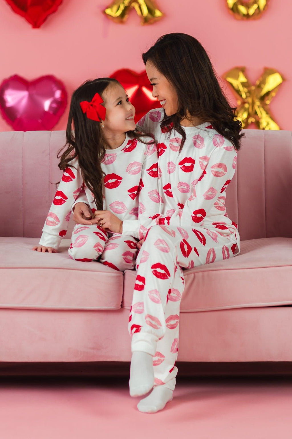Mom & Me - White Lipstick Kiss Pajamas