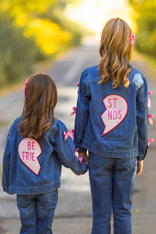 "Best Friends" Denim Jacket | Sparkle in Pink