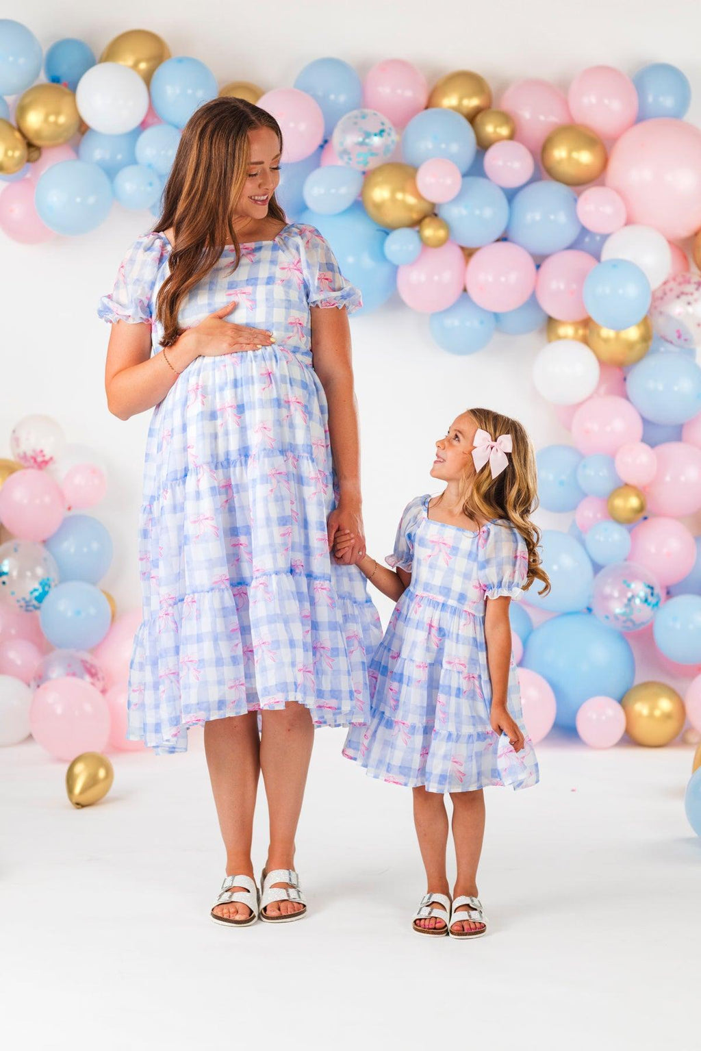 Mom & Me - Blue Gingham Bow Dress | Sparkle in Pink