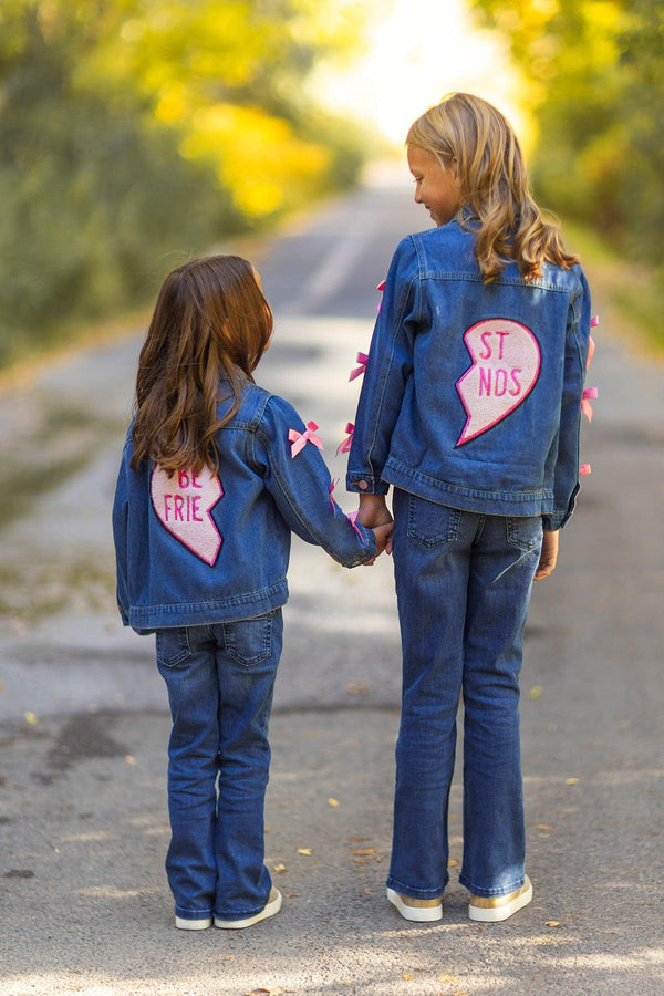 "Best Friends" Denim Jacket | Sparkle in Pink