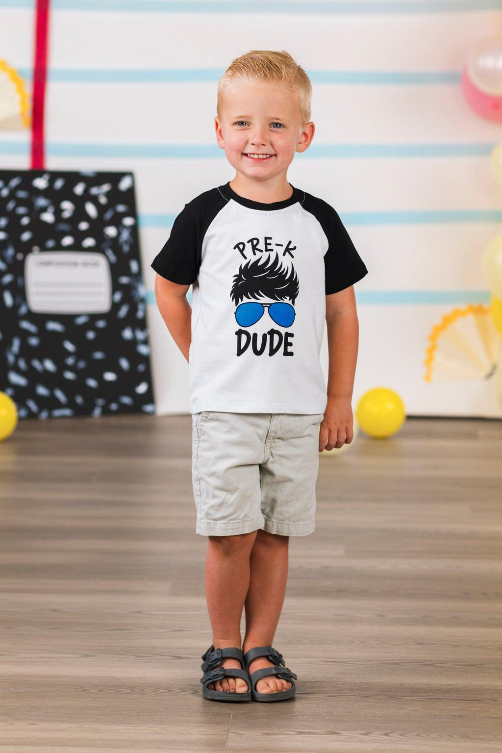 "Pre-K - 3rd Grade Dude" White & Black Top | Sparkle in Pink