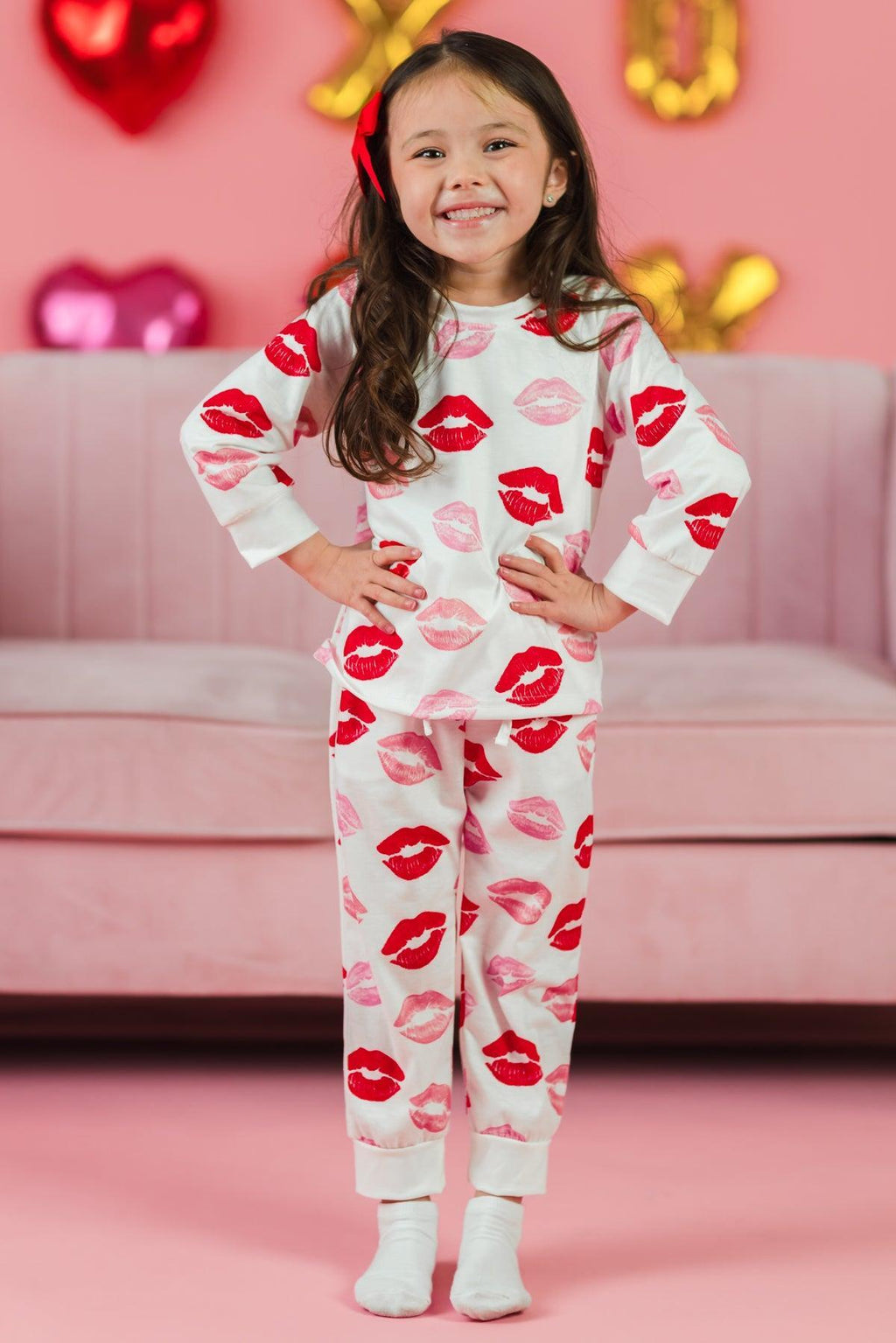 Mom & Me - White Lipstick Kiss Pajamas