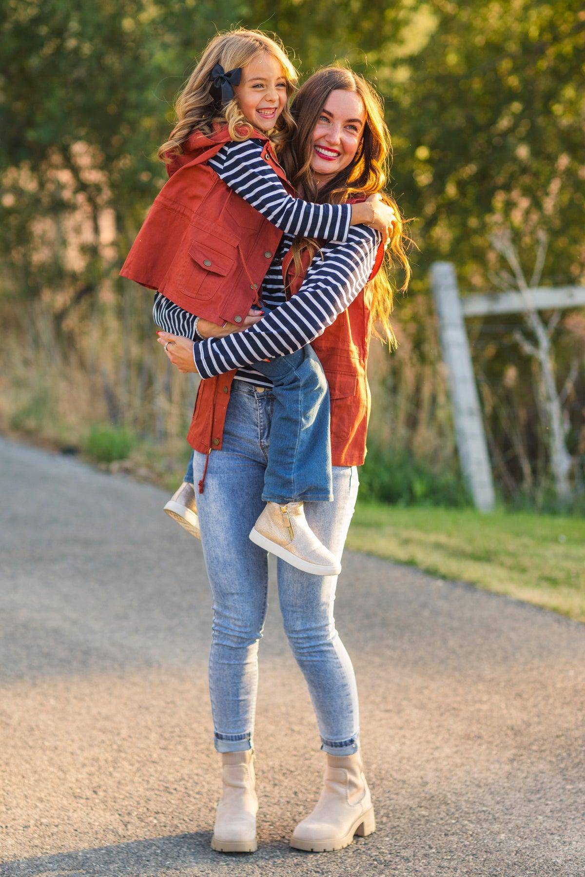 Mom & Me - Stripe Vest Set - Rust