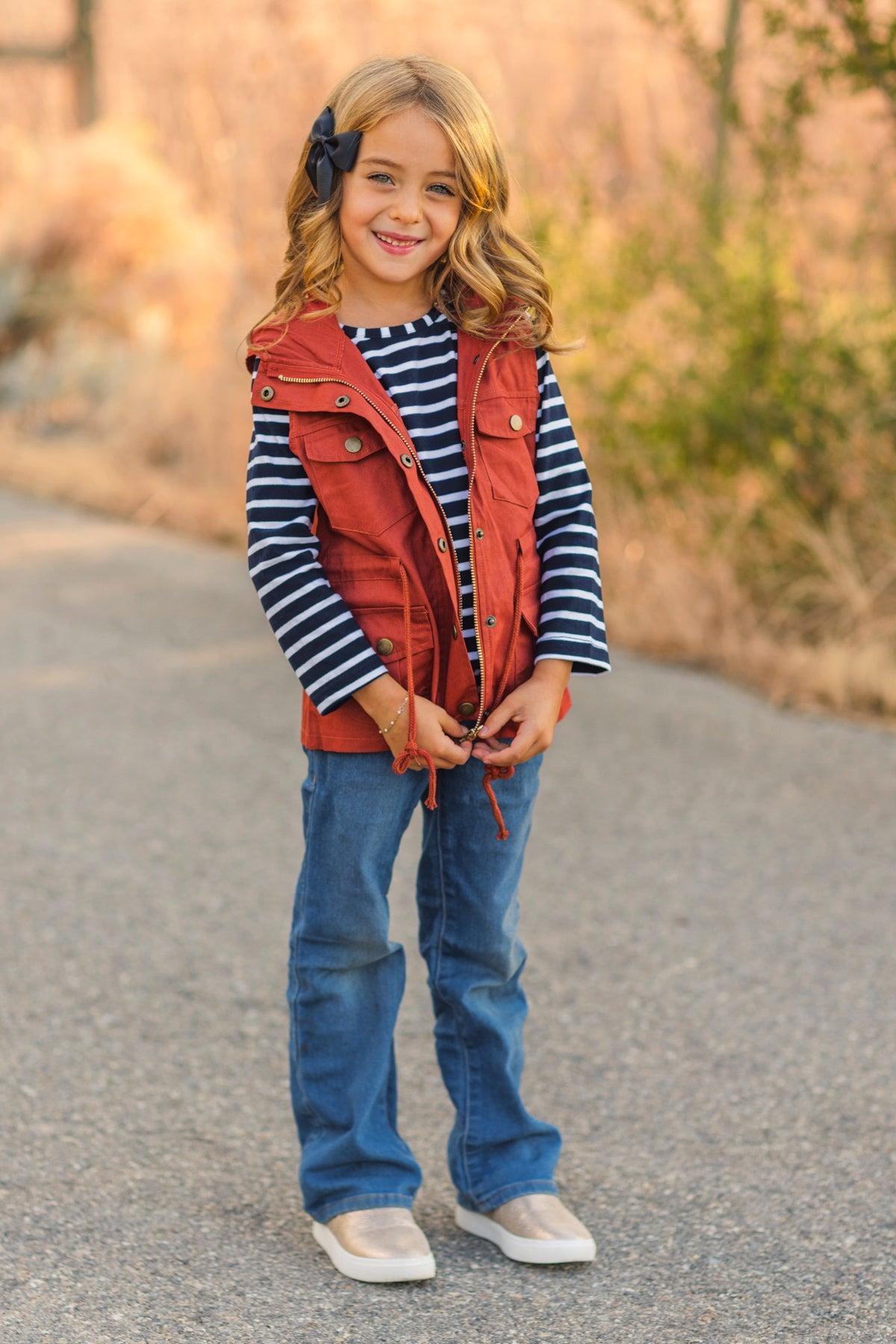 Mom & Me - Stripe Vest Set - Rust