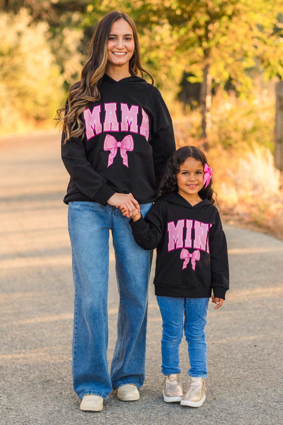 Mom & Me - "Mama & Mini" Black Bow Hoodie