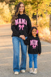 Mom & Me - "Mama & Mini" Black Bow Hoodie | Sparkle in Pink