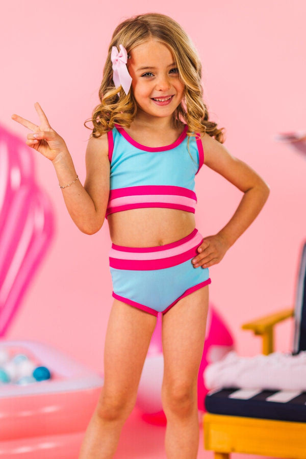Mom & Me - Blue & Pink Stripe Bikini | Sparkle in Pink