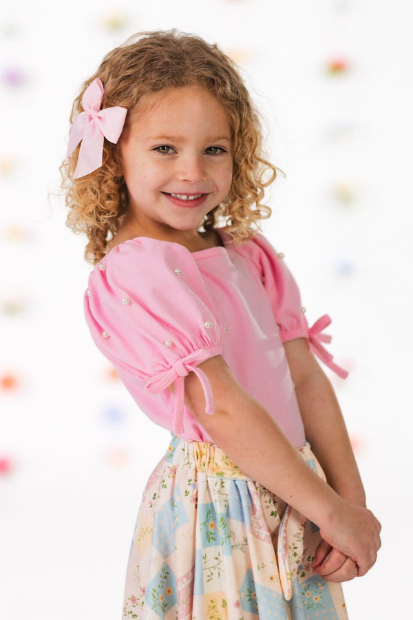 Pastel Floral Checkered Skirt Set | Sparkle in Pink