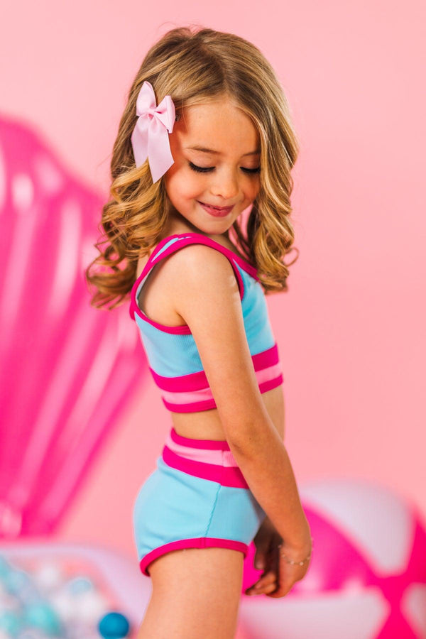 Mom & Me - Blue & Pink Stripe Bikini | Sparkle in Pink