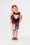 Sequin Baseball Heart Denim Short Set | Sparkle in Pink