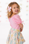 Pastel Floral Checkered Skirt Set | Sparkle in Pink