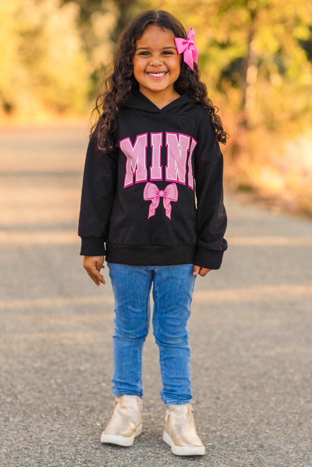 Mom & Me - "Mama & Mini" Black Bow Hoodie | Sparkle in Pink