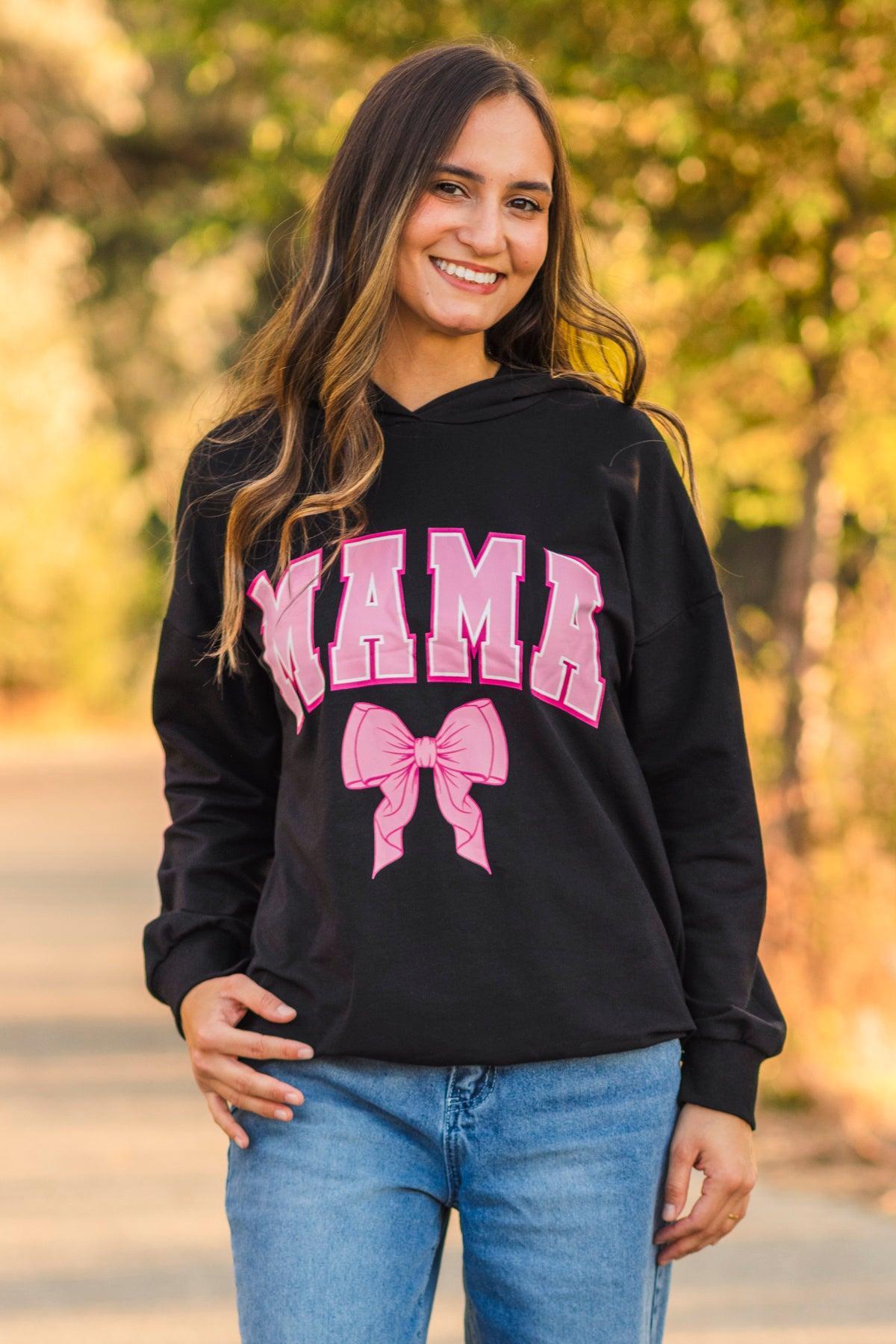 Mom & Me - "Mama & Mini" Black Bow Hoodie