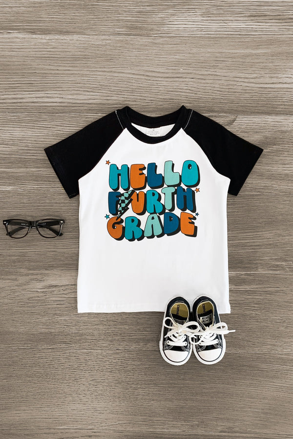 "Hello Preschool - Fifth Grade" Black & White Top - Sparkle in Pink