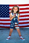 Stars & Stripes Sequin Denim Overalls | Sparkle in Pink
