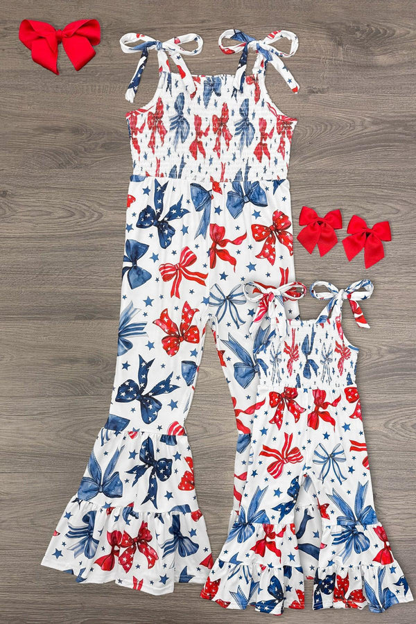 Mom & Me - Red White & Blue Bow Jumpsuit | Sparkle in Pink