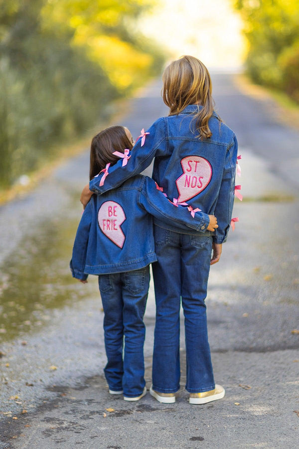 "Best Friends" Denim Jacket | Sparkle in Pink