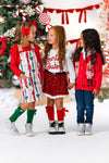 "Santa Baby" Red Velvet Sequin Skirt Set