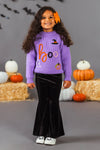 "Boo" Purple Knit Sweater Bell Bottom Set | Sparkle in Pink