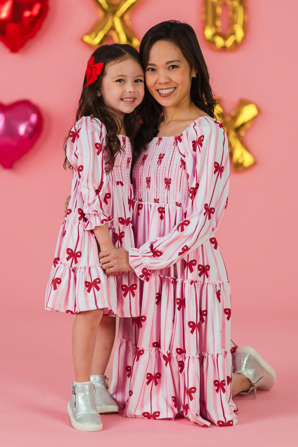 mommy and me pink dresses Eyelet Ruffle Dress joy and happiness! Mom & Me - Pink