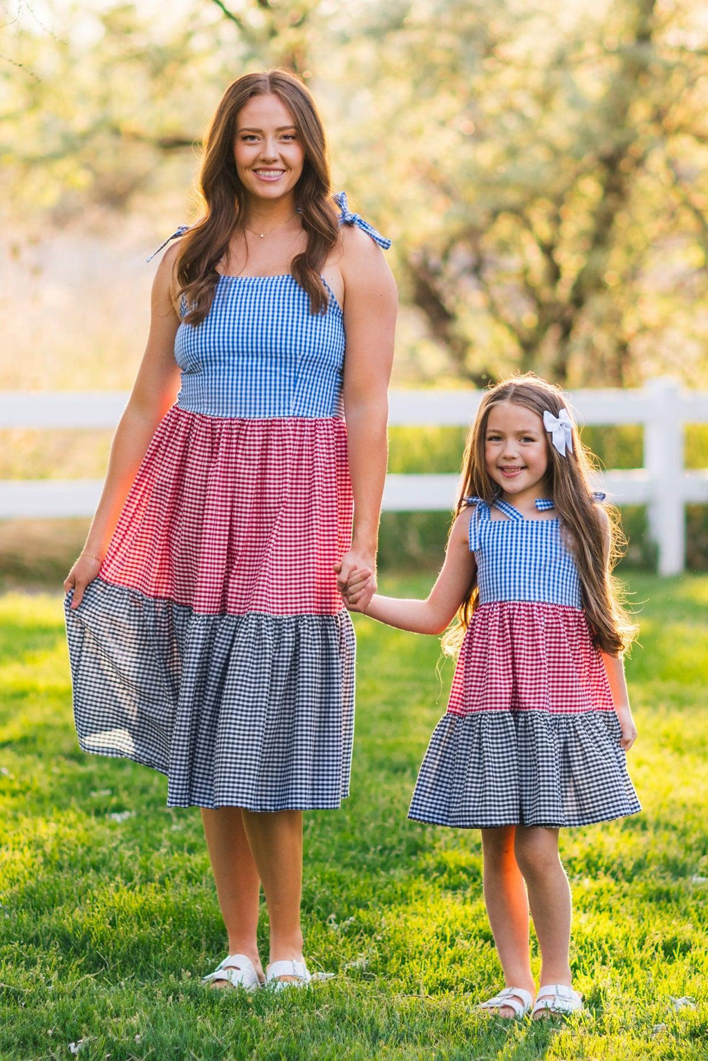 Mom & Me - Red White & Blue Gingham Dress | Sparkle in Pink