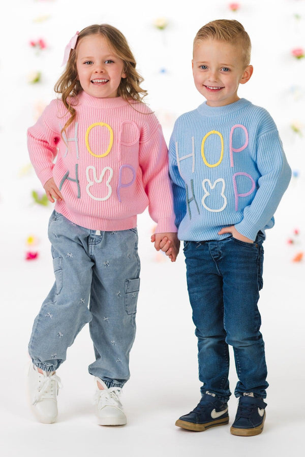 "Hop Hop" Pastel Knit Sweater - Boy or Girl | Sparkle in Pink