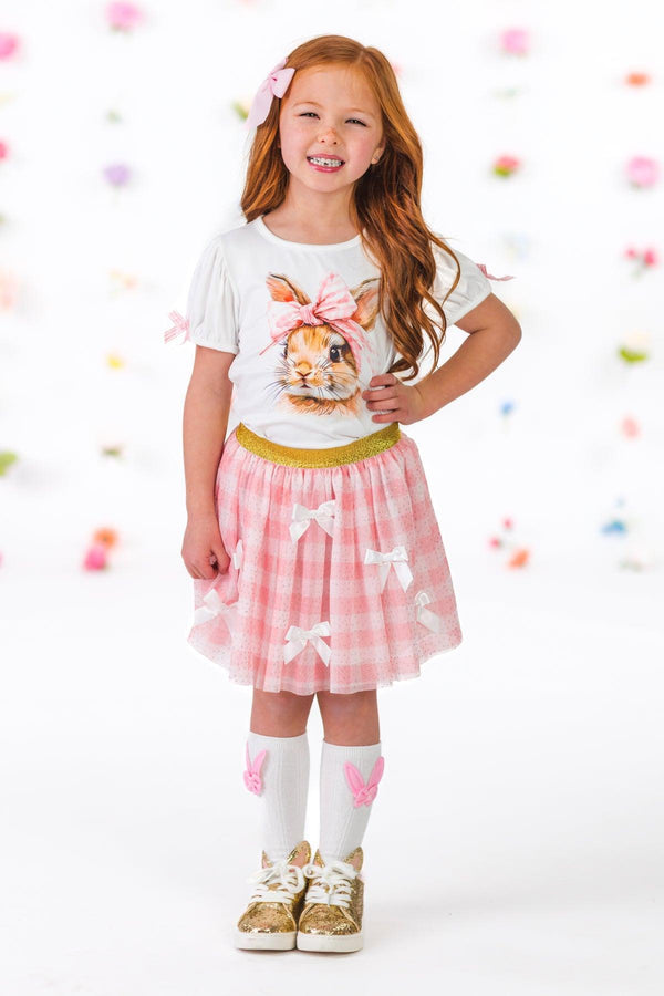 Bunny Bows Pink Glitter Skirt Set | Sparkle in Pink