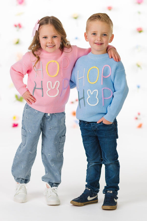 "Hop Hop" Pastel Knit Sweater - Boy or Girl | Sparkle in Pink