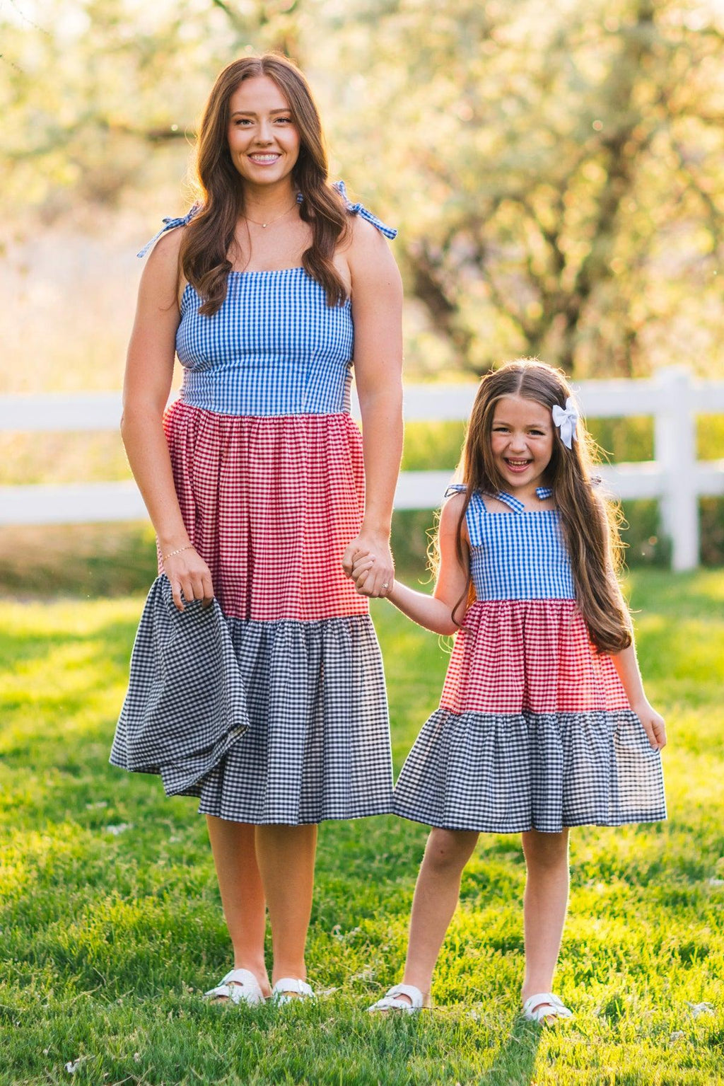 Mom & Me - Red White & Blue Gingham Dress | Sparkle in Pink