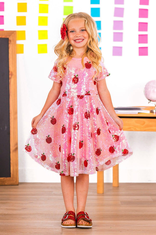 Mom & Me - Pink Sequin Apple Dress | Sparkle in Pink