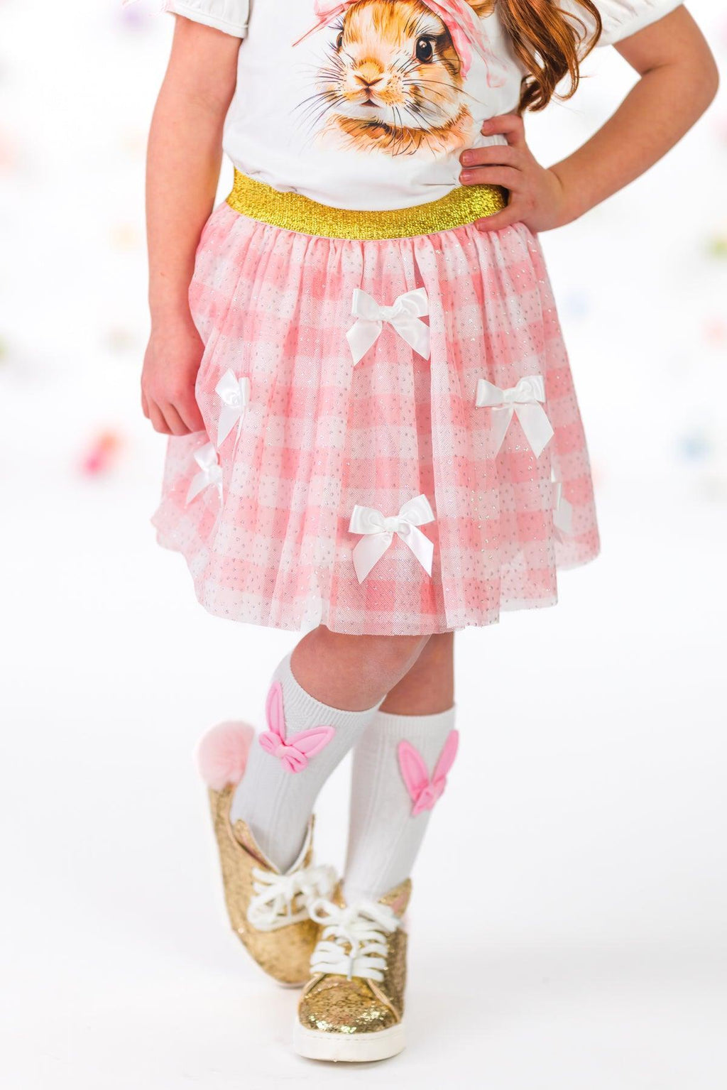 Bunny Bows Pink Glitter Skirt Set | Sparkle in Pink