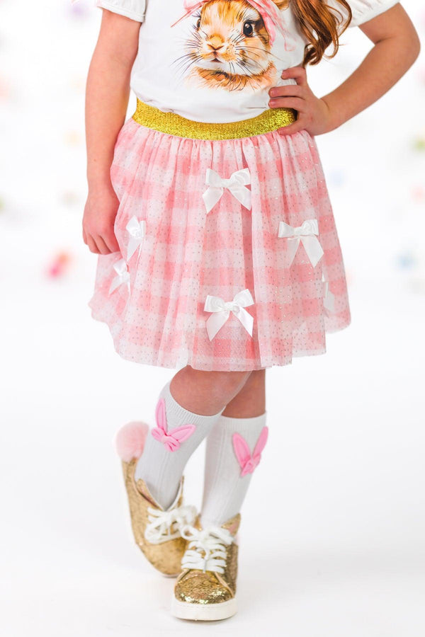 Bunny Bows Pink Glitter Skirt Set | Sparkle in Pink