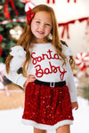 "Santa Baby" Red Velvet Sequin Skirt Set