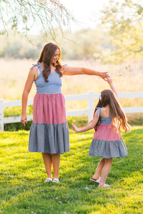 Mom & Me - Red White & Blue Gingham Dress | Sparkle in Pink